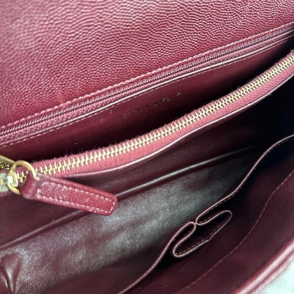 Authentic CHANEL Caviar Lizard Embossed Quilted Small Coco Handle Flap Burgundy - Picture 14 of 14